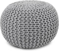 Round Boho Pouf Ottoman Cable Knitted Pouffe - Versatile Accent Seat