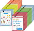 Oversized Dry Erase Pockets 50 Pack - Reusable 10x13 in Sleeves