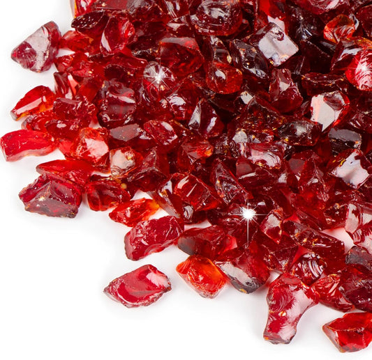 GASPRO 10 lbs Fire Glass for Propane Fire Pit - Stunning Red Rocks