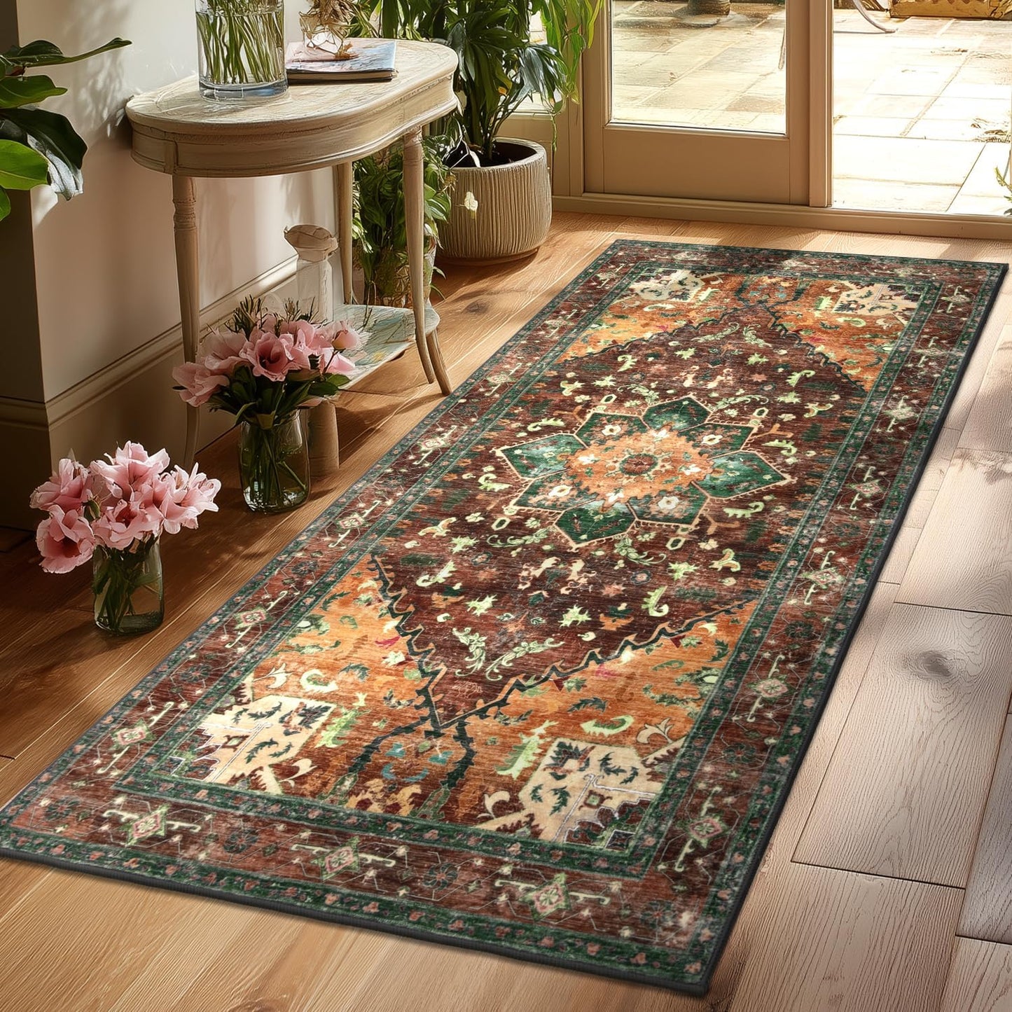 Yamaziot Washable Runner Rug, Non-Slip Boho Vintage Design