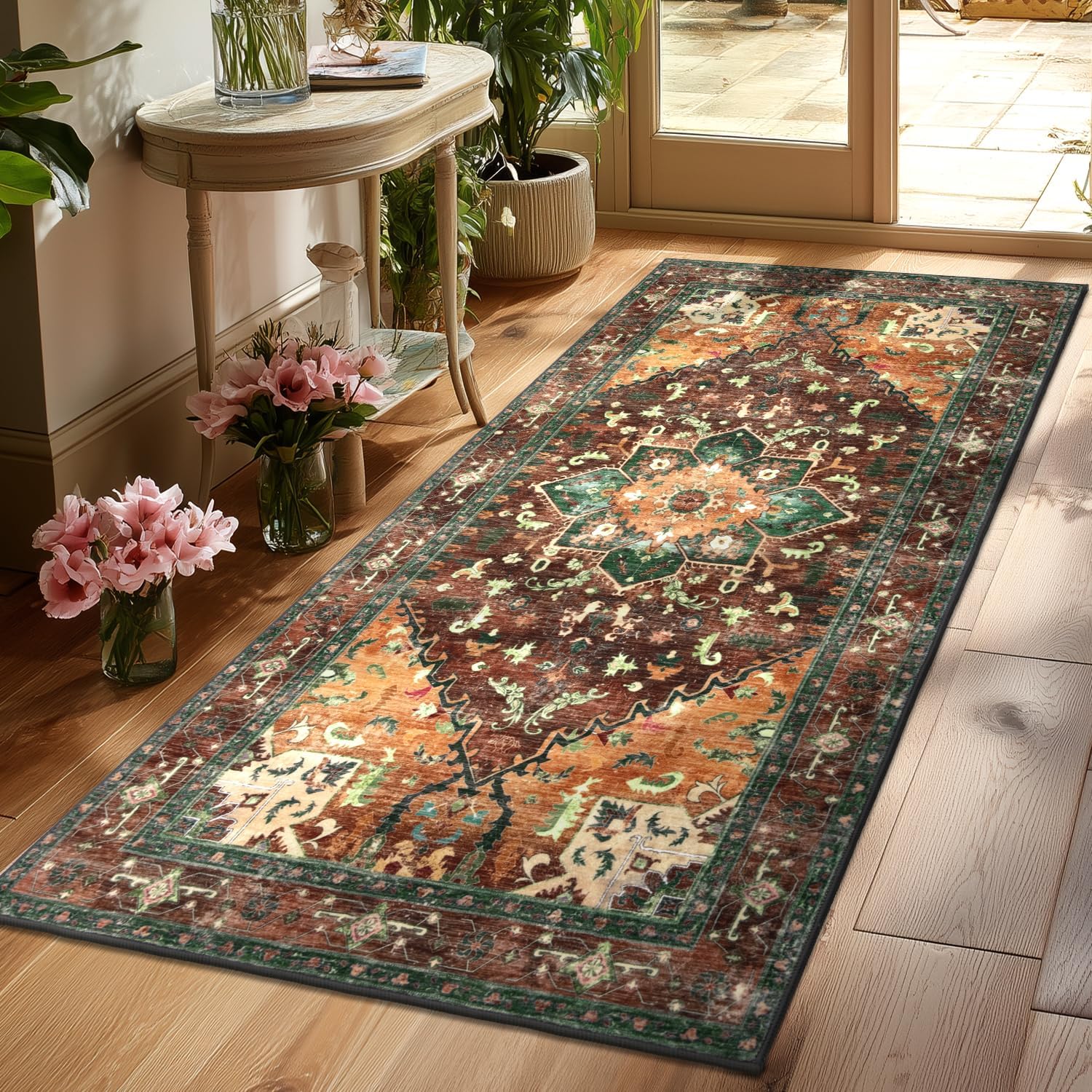 Yamaziot Washable Runner Rug, Non-Slip Boho Vintage Design