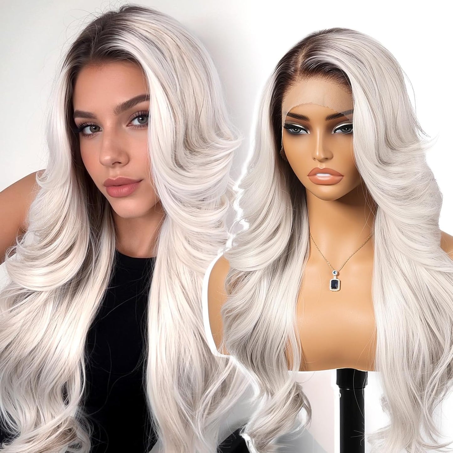 Platinum Blonde Synthetic Lace Front Wig for Daily Glam