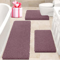 Extra Large Mauve Bathroom Rug Set 3 Piece - Ultra Soft Chenille