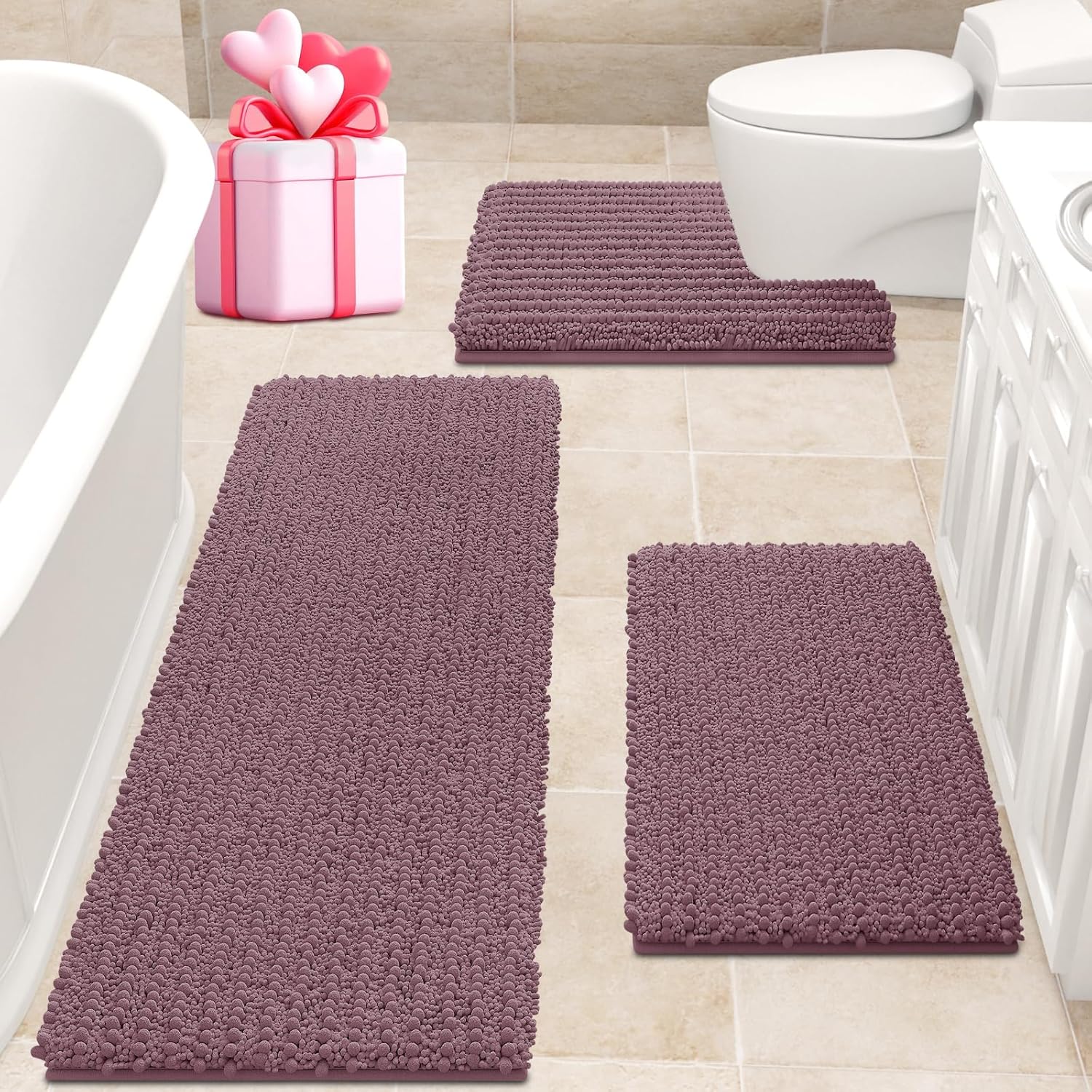 Extra Large Mauve Bathroom Rug Set for Ultimate Comfort