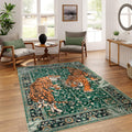 Moynesa Tiger 5x7 Area Rug - Soft Washable Boho Green Accent