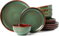 Stoneware Dinnerware Sets Sage Green - Reactive Glaze, Service for 4