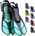 Snorkel Fins Adjustable Open Heel Short Travel Size for Adults