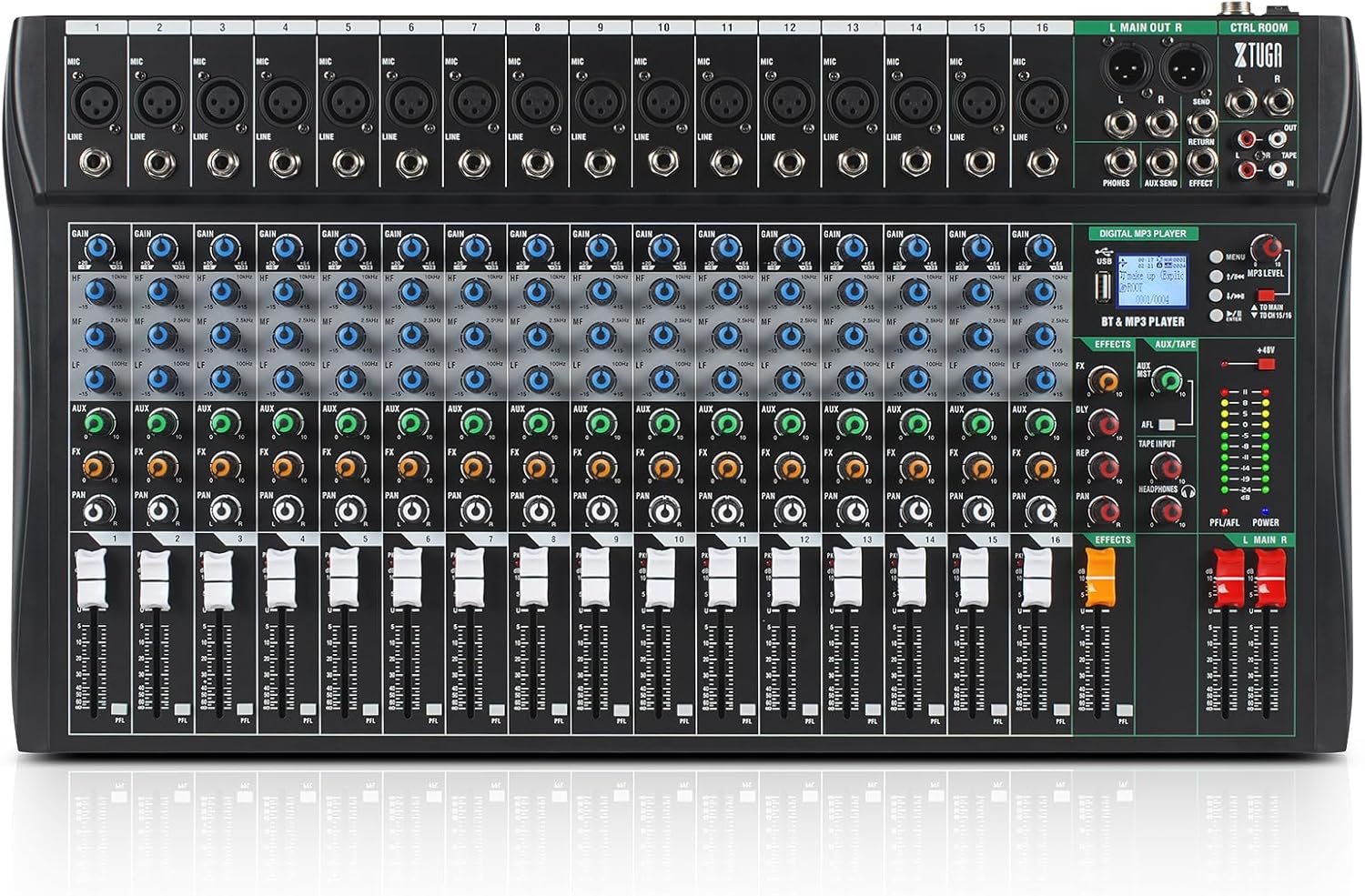 XTUGA 16 Channel Audio Mixer for DJ Live Recording Studio