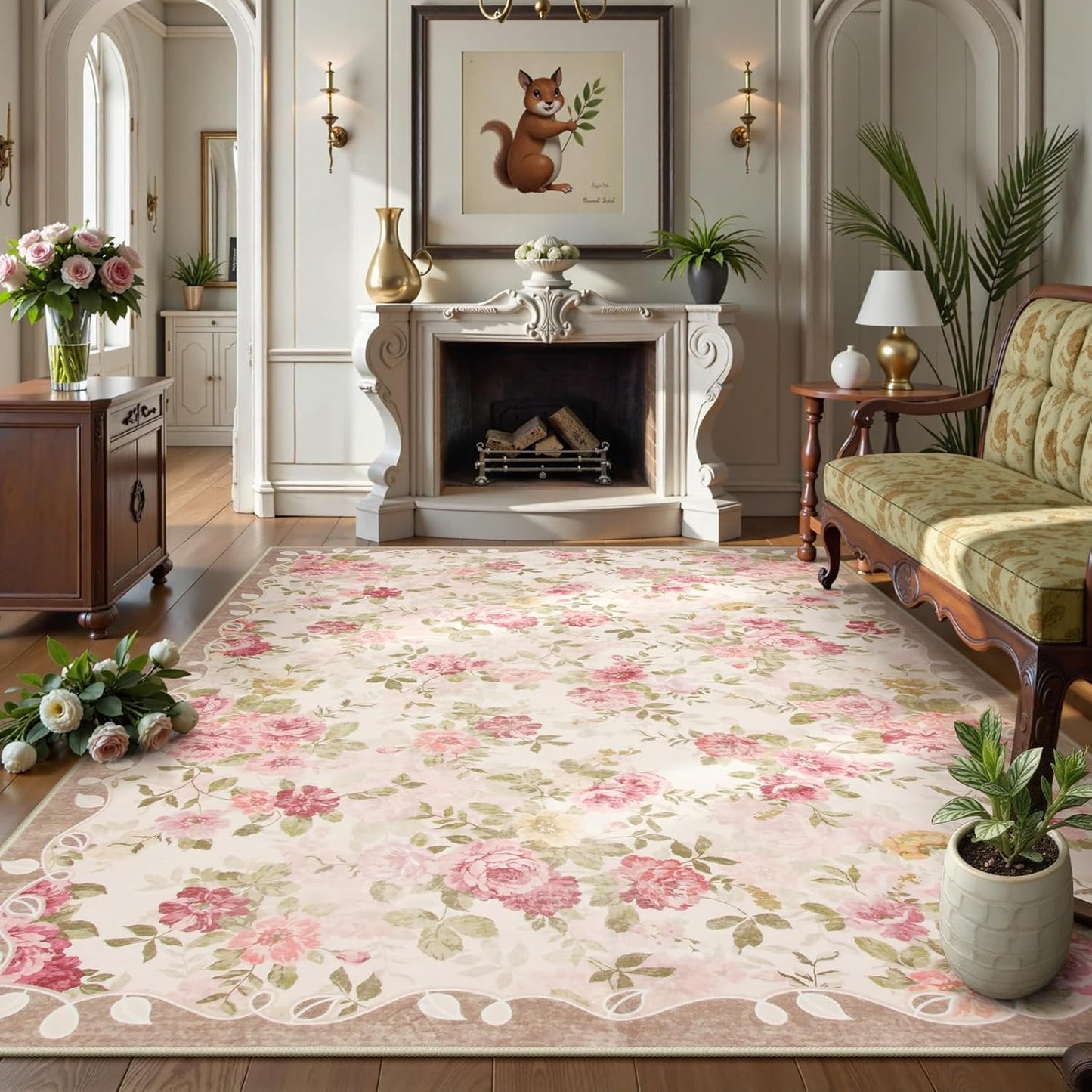 Lahome Vintage Floral 8x10 Area Rug for Living Room and Bedroom