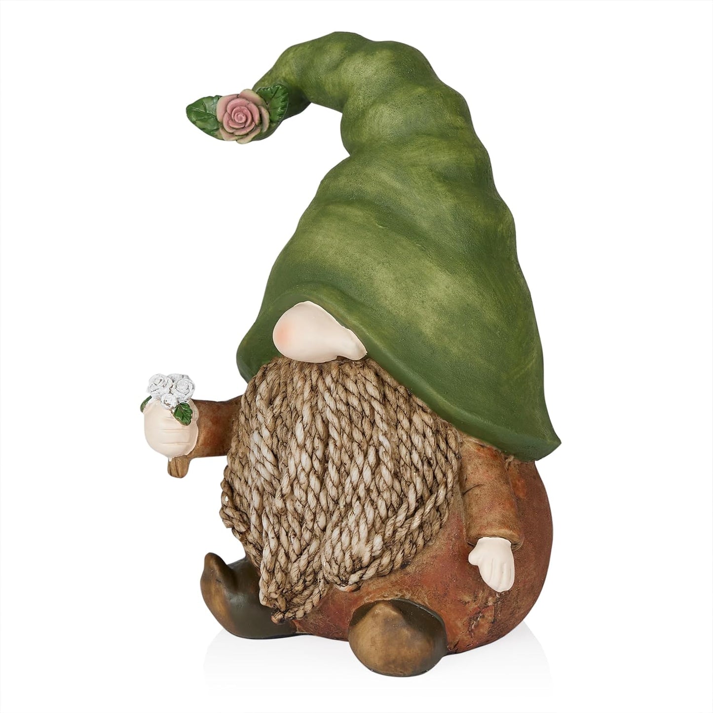 Charming Outdoor Gnome with Green Hat for Garden Decor
