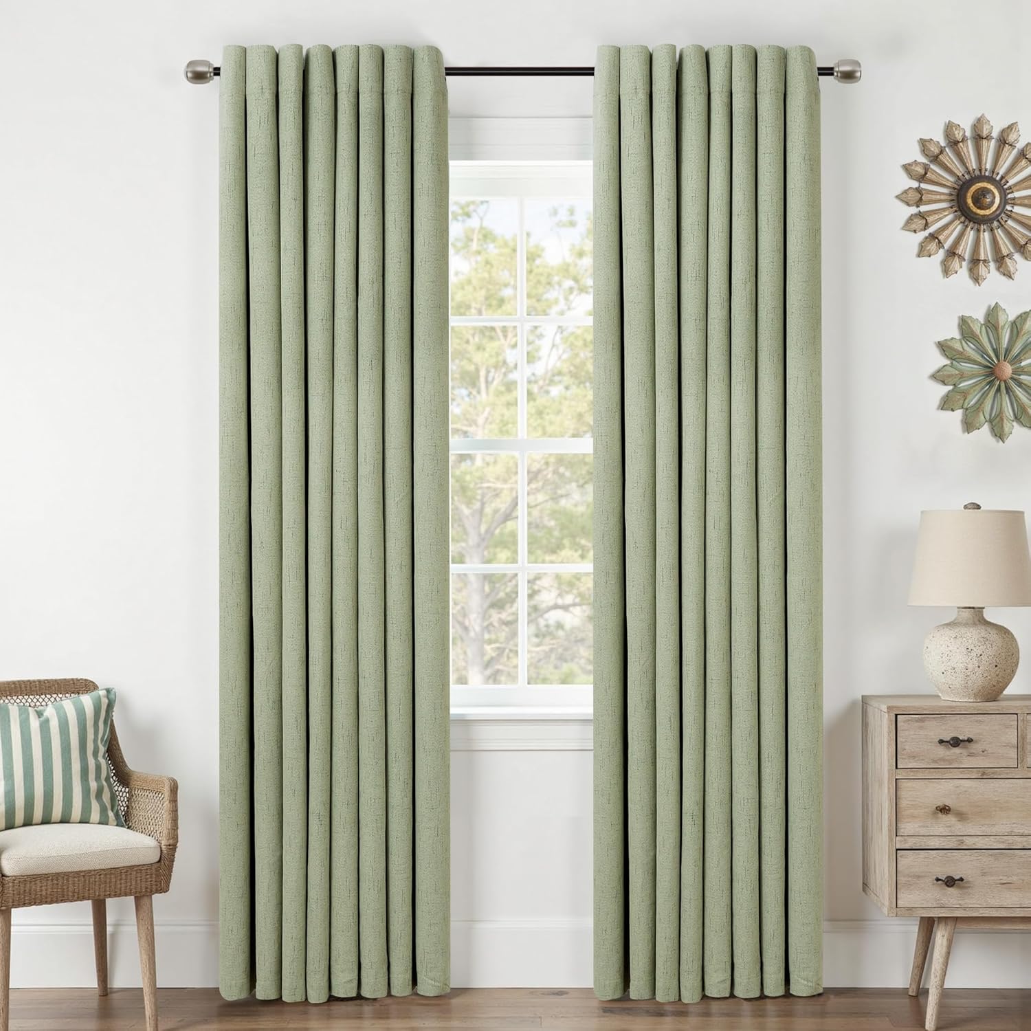 Elegant Sage Green Curtains for Living Room and Bedroom Decor