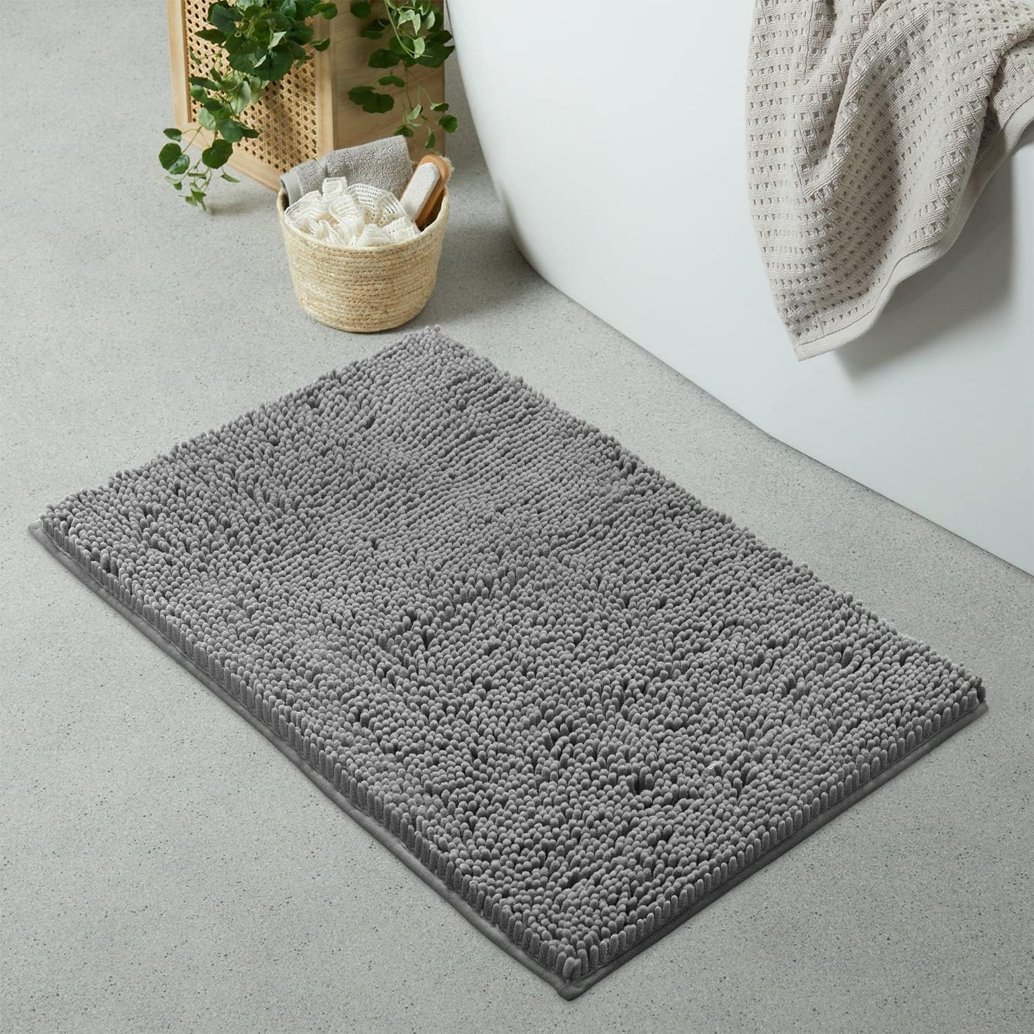 LuxUrux Extra Soft Chenille Bath Mat for Ultimate Comfort