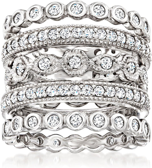 2.50 ct. t.w. CZ Jewelry Set with 5 Eternity Bands in Silver