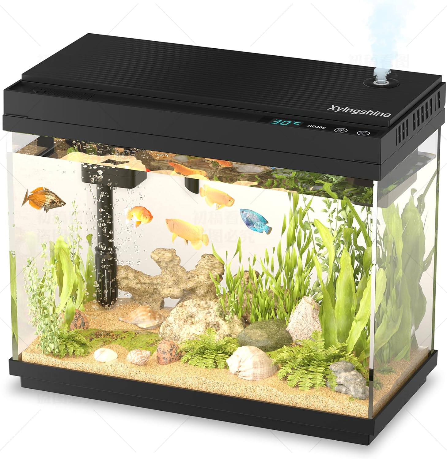 Fish Tank Smart Aquarium Kit: 2.5Gal with Intelligent Mist Spray