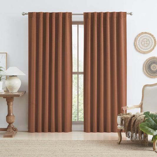 90 Inch Rust Terracotta Blackout Curtains for Cozy Bedrooms