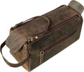 RUSTIC TOWN Buffalo Leather Toiletry Bag - Vintage Travel Ditty Kit