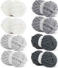 HOMBYS Chunky Chenille Yarn 8 Pack - Super Bulky Plush for Blankets
