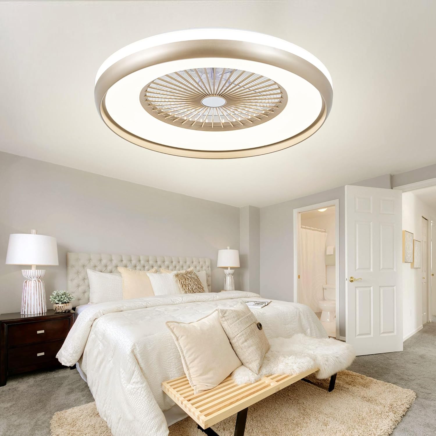 24 Bladeless Ceiling Fan with Light Remote for Modern Homes