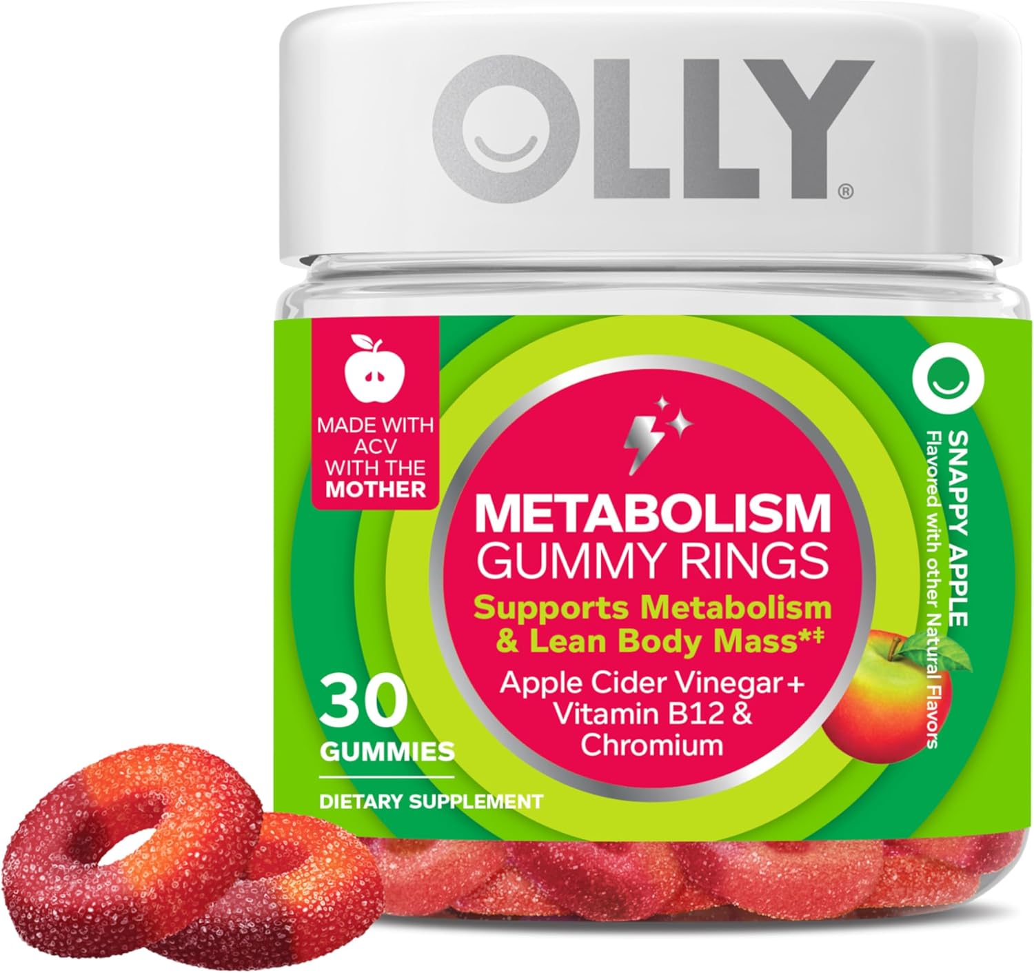 OLLY Metabolism Gummy Rings - Boost Energy & Digestion