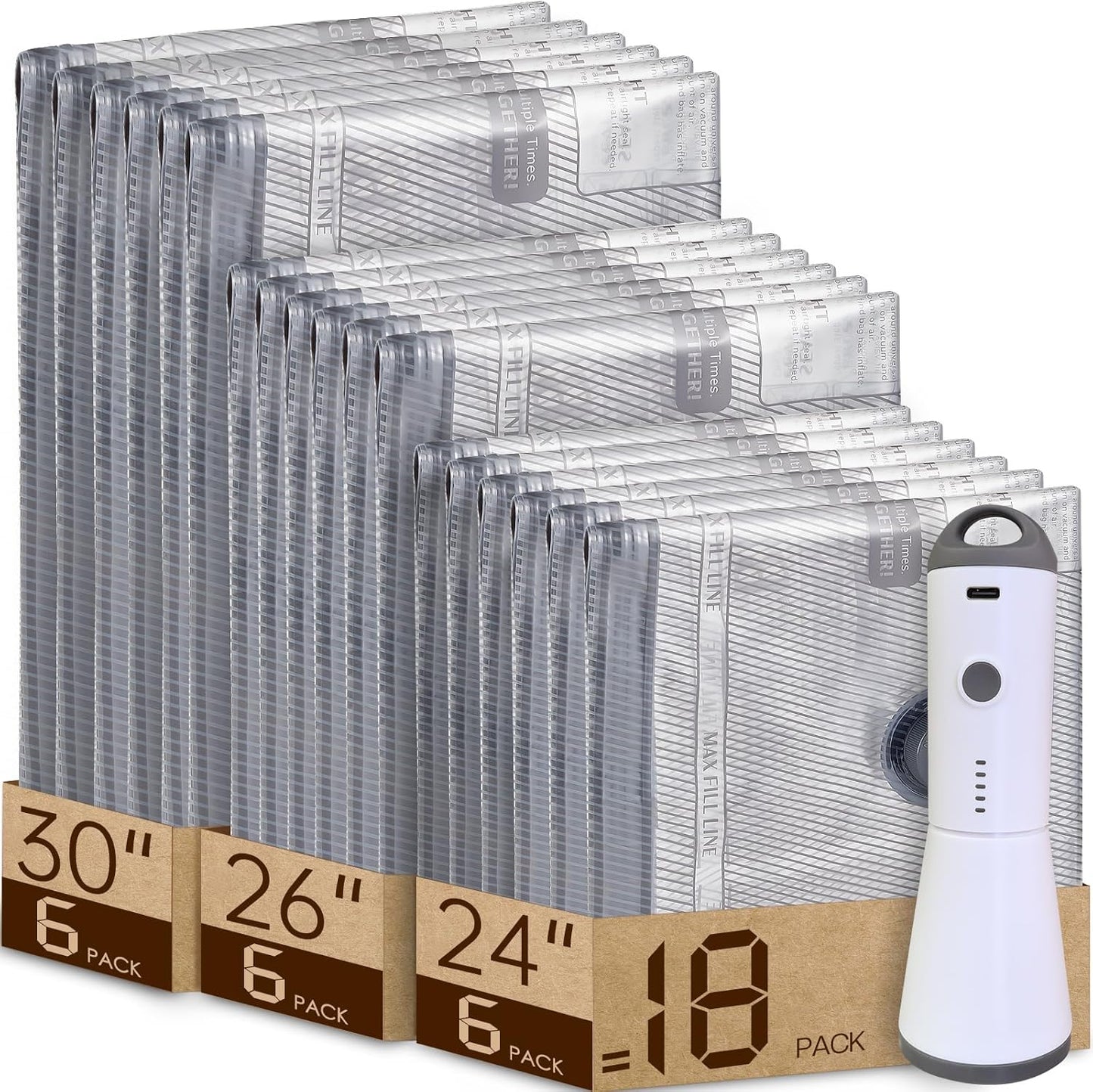 Vacuum Storage Bags for Travel with Rechargeable Air Pump