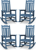 SERWALL Outdoor Rocking Chair Blue Set of 4 - Durable HDPE Patio
