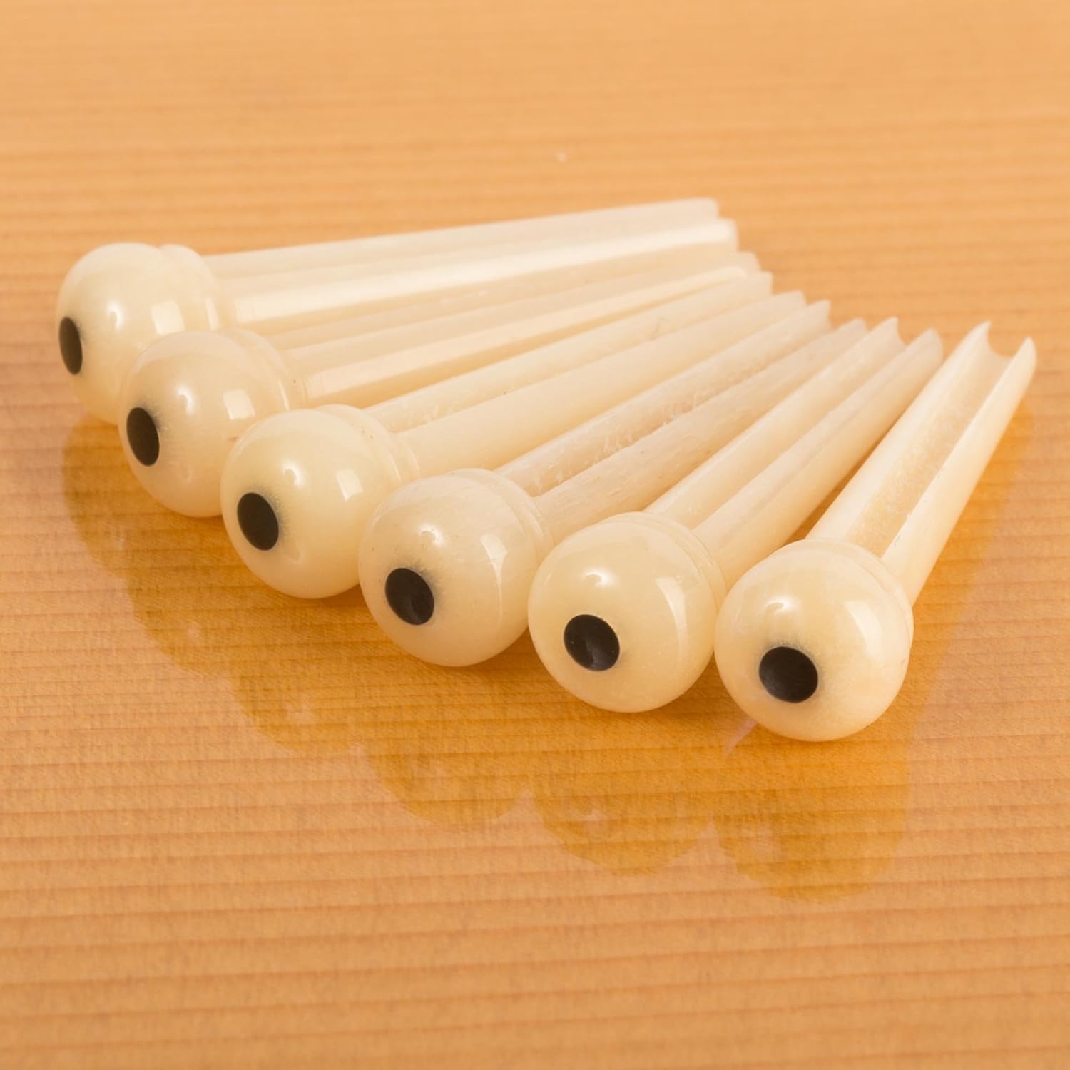 Waverly Bone Guitar Bridge Pins with Black Dot Inlay Set of 6
