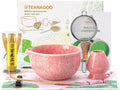 Matcha Whisk Set 7-Pc Pink Ceramic Bowl Matcha Kit - Ceremony Ready