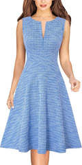 VFSHOW Womens Front Zipper A-Line Work Dress - Flattering Office Fit