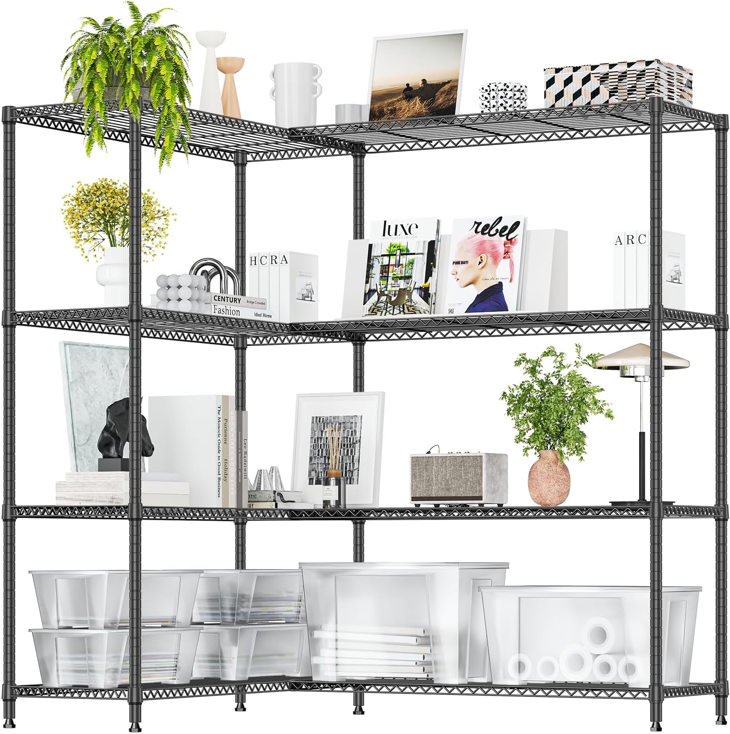 IZEUK Linked Storage Racks: Heavy Duty Metal Shelving Unit