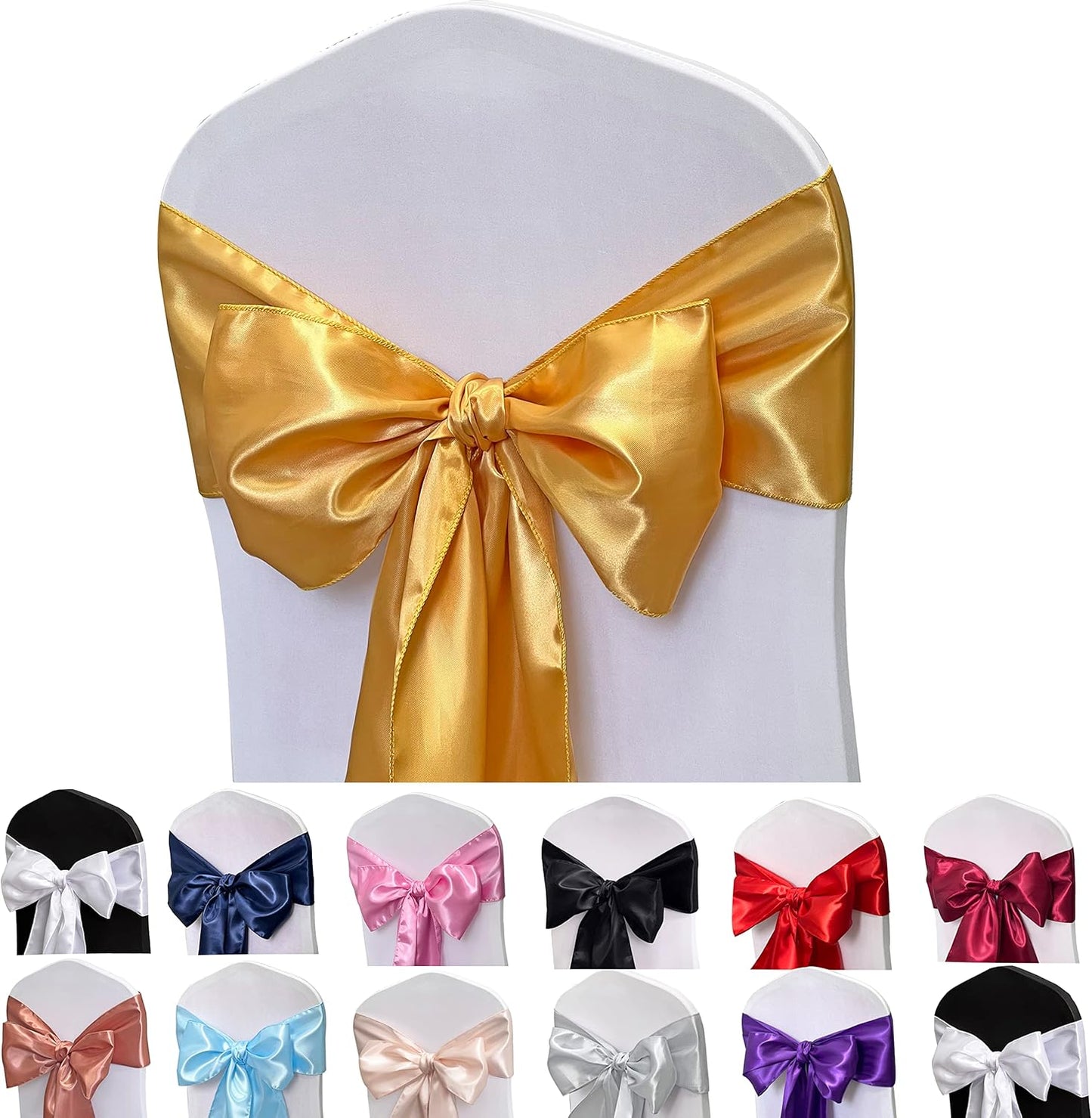 Elegant Satin Chair Sashes Bows for Weddings and Events