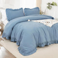 Litanika Grayish Blue King Size Comforter Set - Ruffle Farmhouse Charm