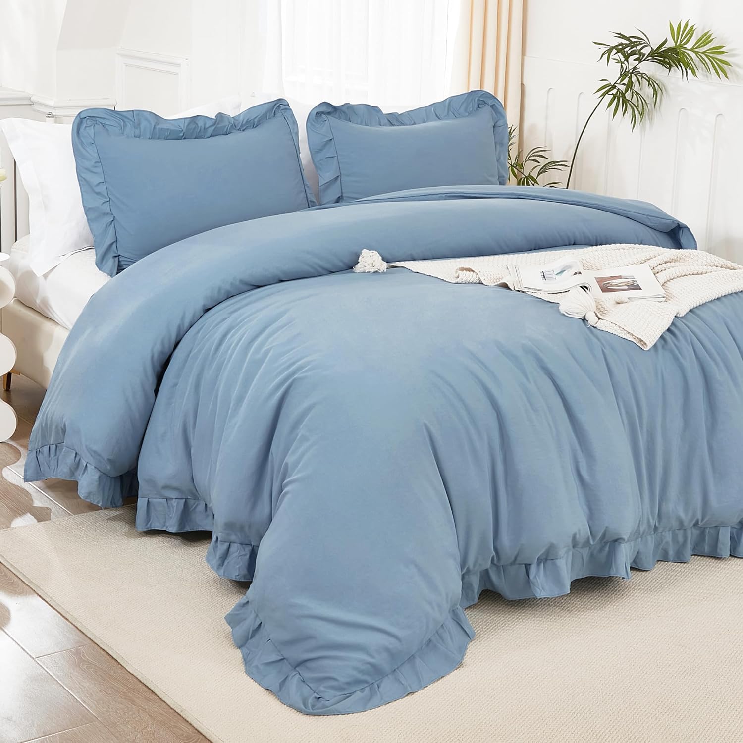 Litanika Grayish Blue King Size Comforter Set for Cozy Bedrooms