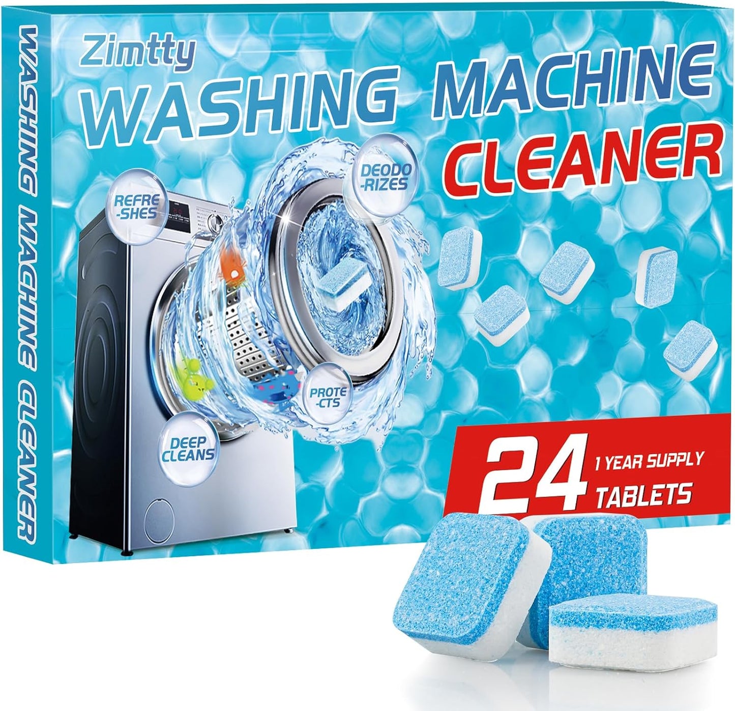 Powerful Washer Cleaner Tablets (24 pack) by Zimtty