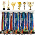 Wooden Medal Holder Display Trophy Hanger Shelf with 49 Hooks