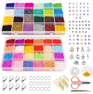 KRAFFY 35000+ Pcs 2mm Glass Seed Beads for Jewelry Making