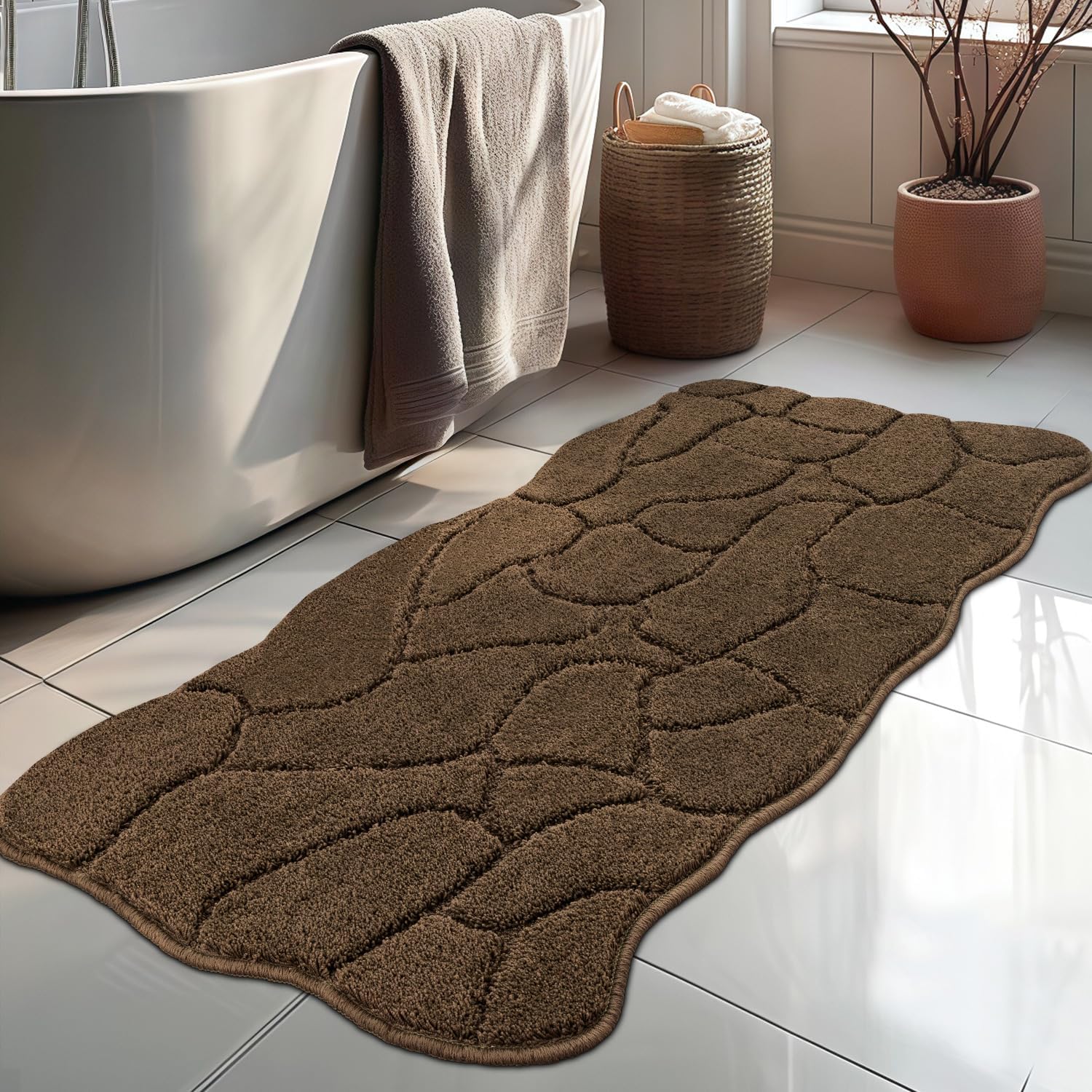Large Bathroom Rugs Runner, Soft Absorbent Shaggy Bath Mats