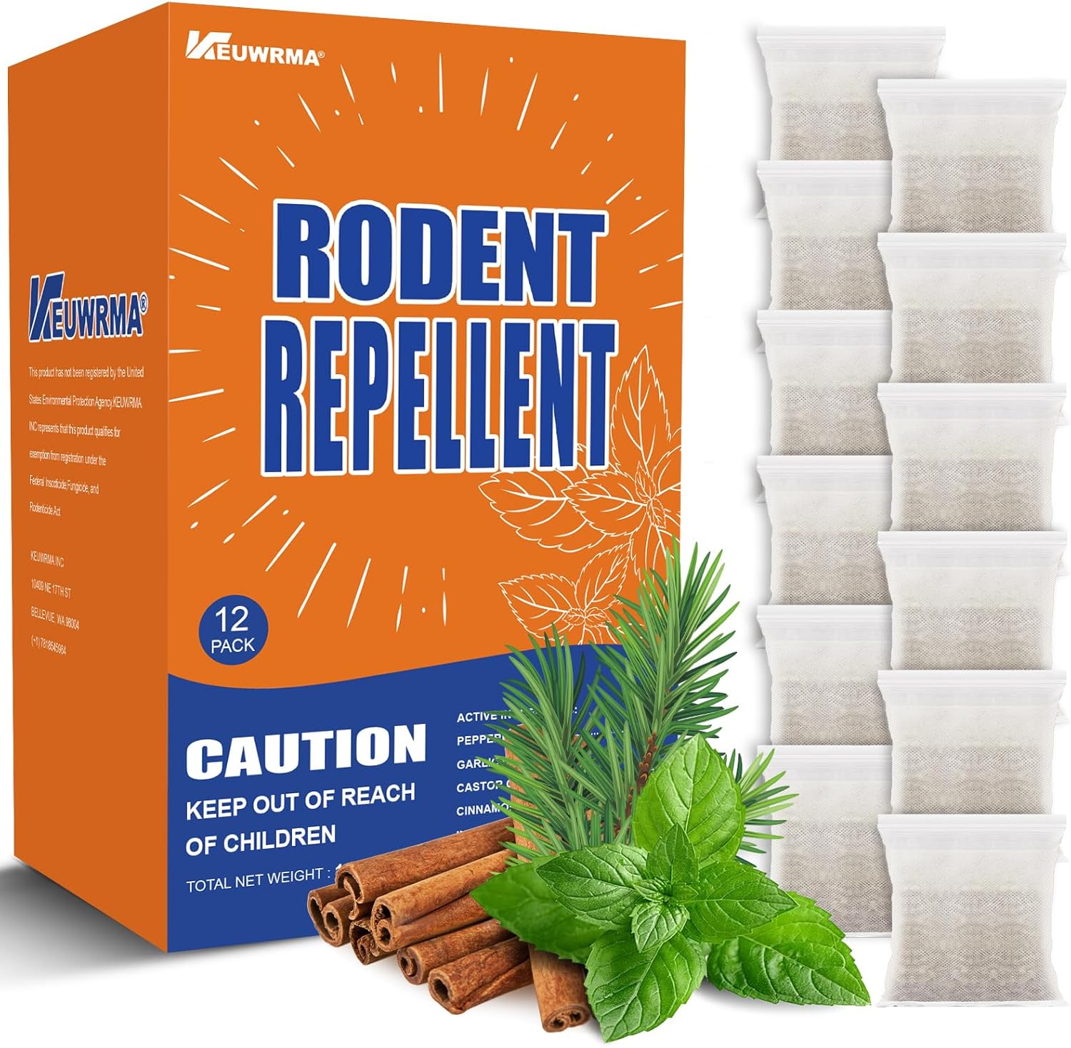 12-Pack Peppermint Rodent Repellent Pouches