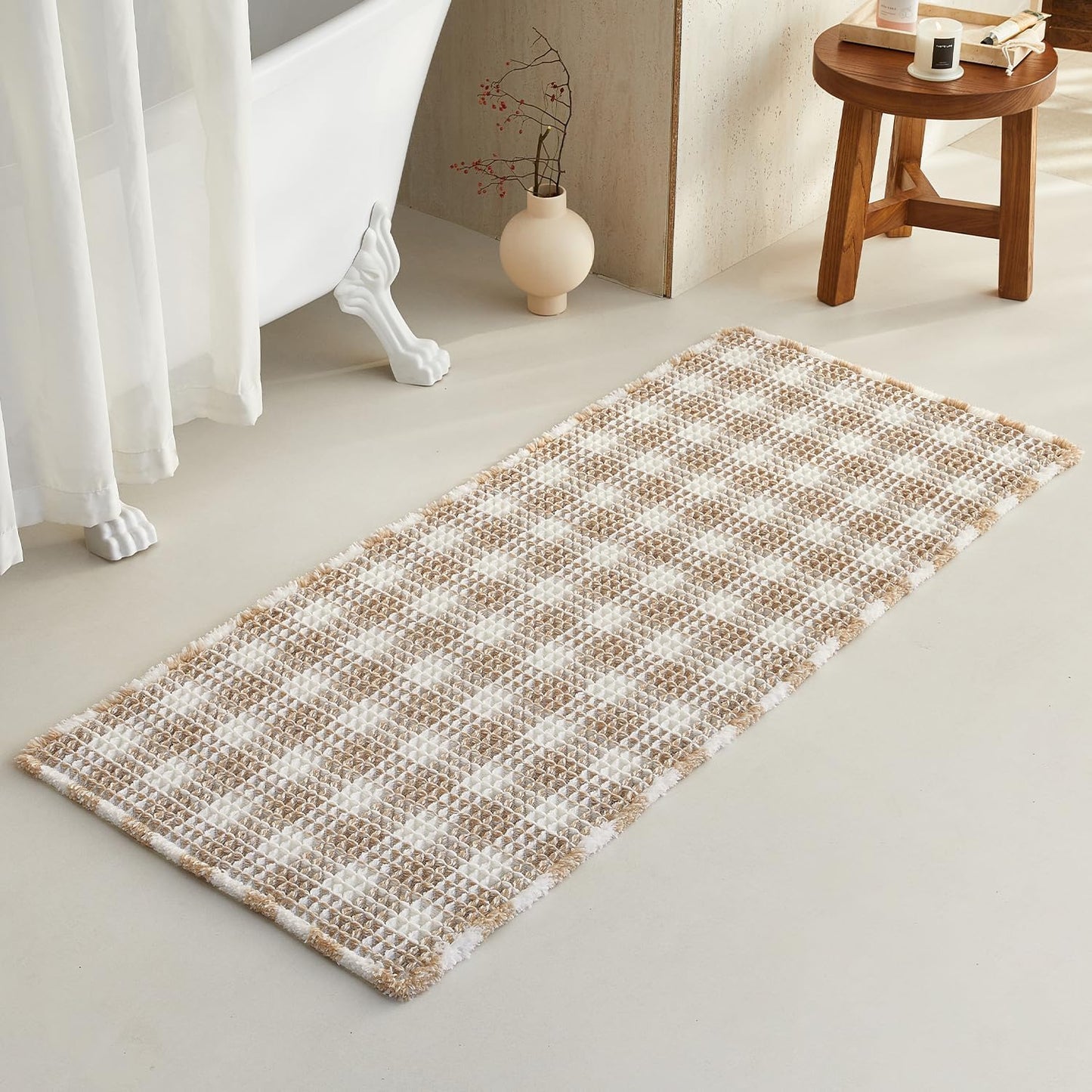 Waffle Runner Rug Bathroom Mat Non Slip Washable Quick Dry