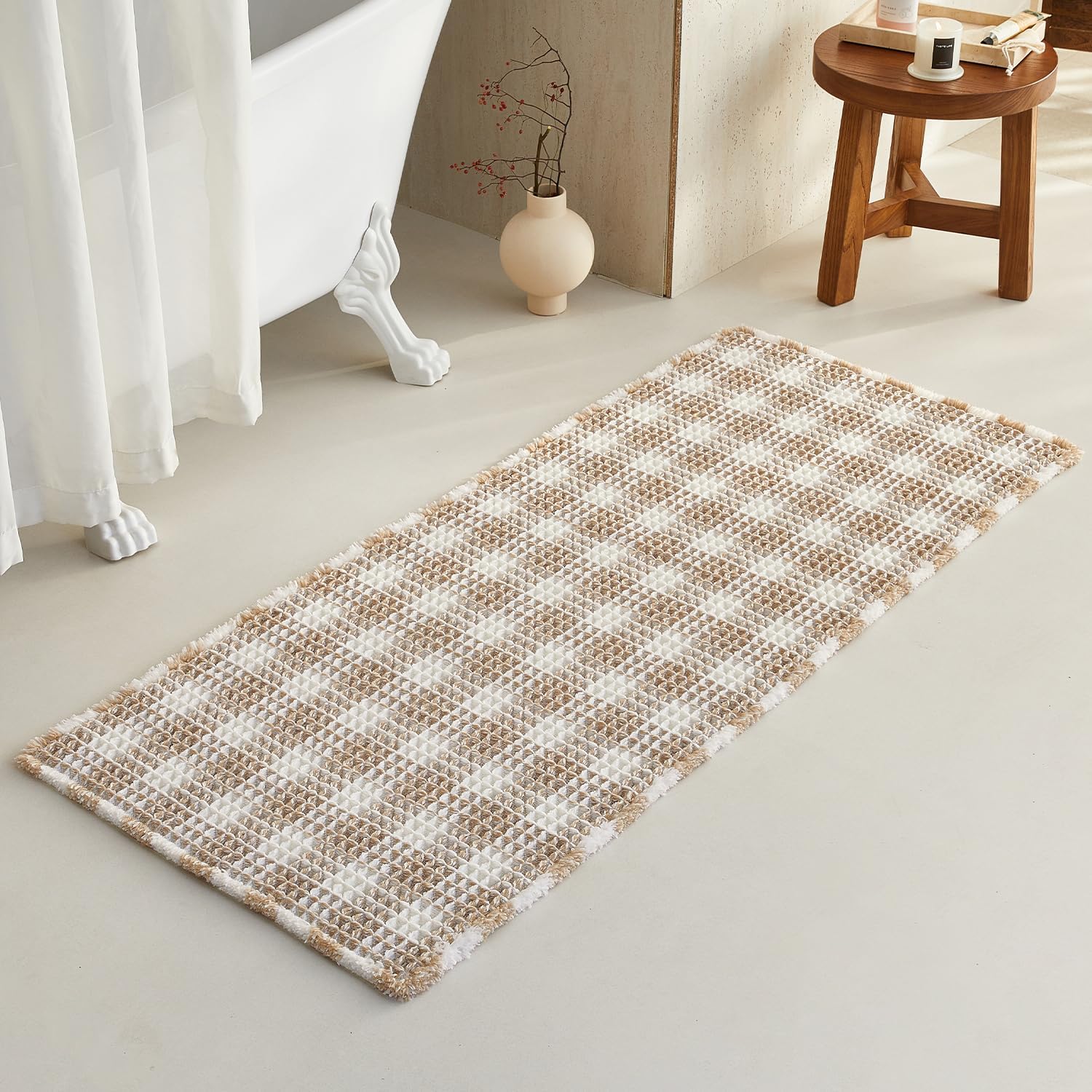 Waffle Runner Rug Bathroom Mat Non Slip Washable Quick Dry