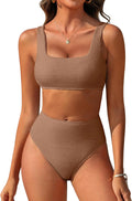 ANRABESS Women Ribbed High Waisted Bikini Set - Tummy Control Fit