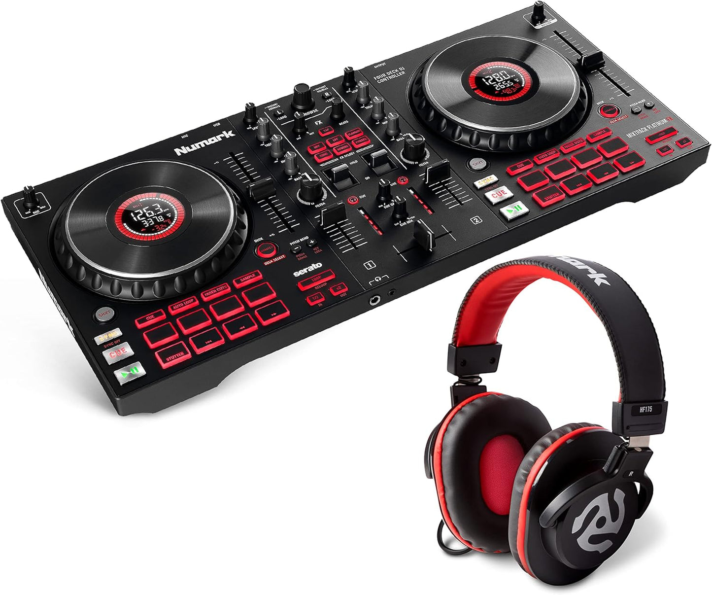 DJ Controller Bundle with 4 Decks and Headphones for DJs