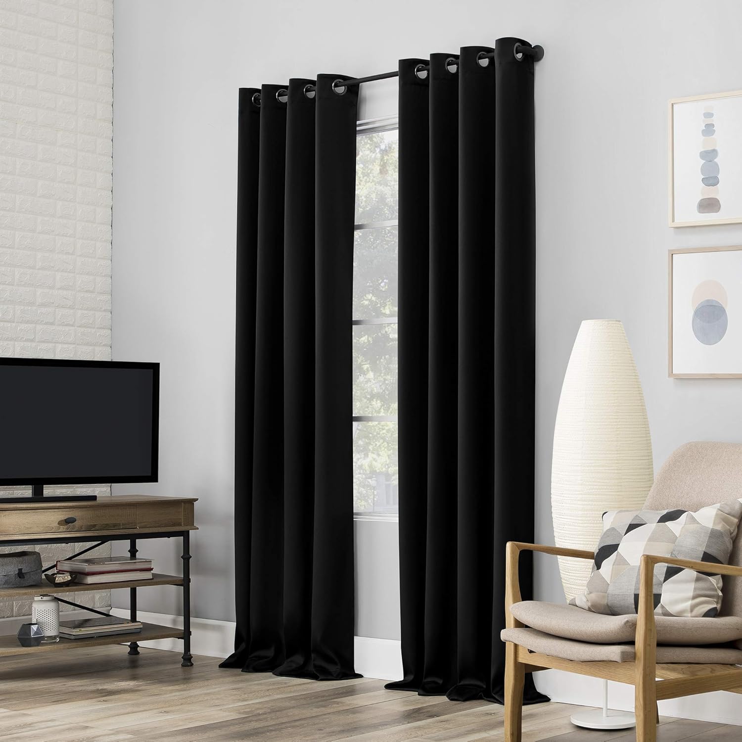Sun Zero Nordic 100% Blackout Grommet Curtain Panel Pair