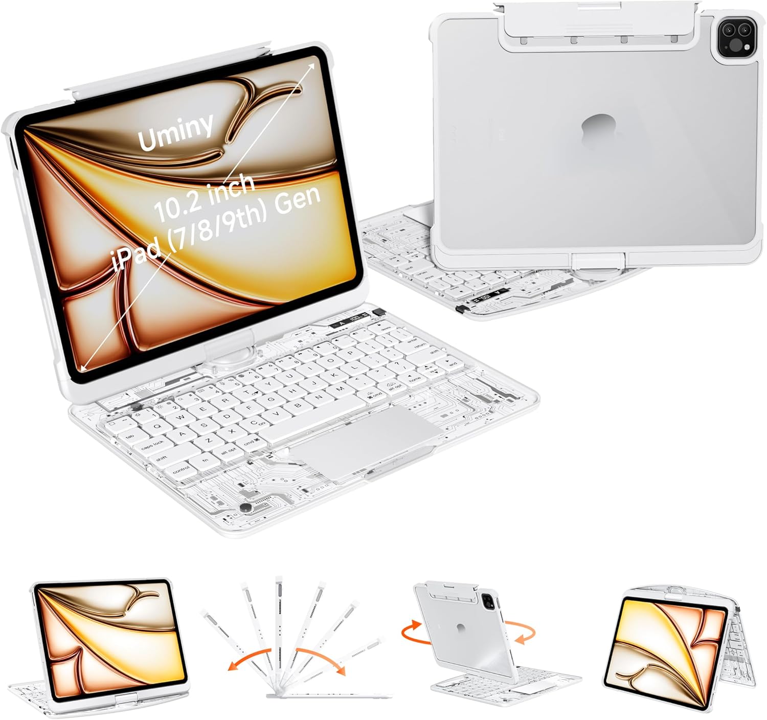 iPad Keyboard Case with Trackpad and 7 Color Backlit Design