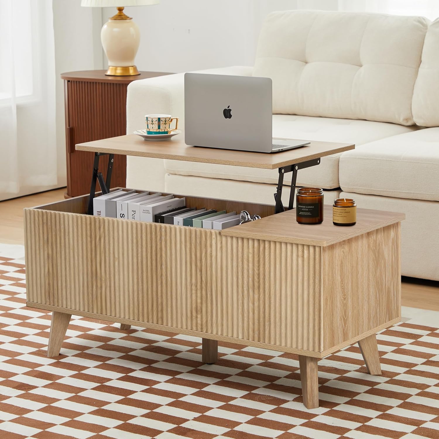 Modern Lift-Top Coffee Table with Hidden Compartment - Space Saver!