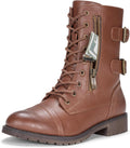 Vepose Women's Combat Boots Mid Calf with Card Wallet Pocket