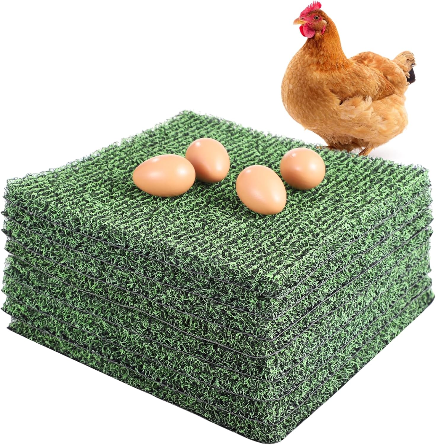 8 Pcs Chicken Nesting Pads for Coop with Fake Wooden Eggs