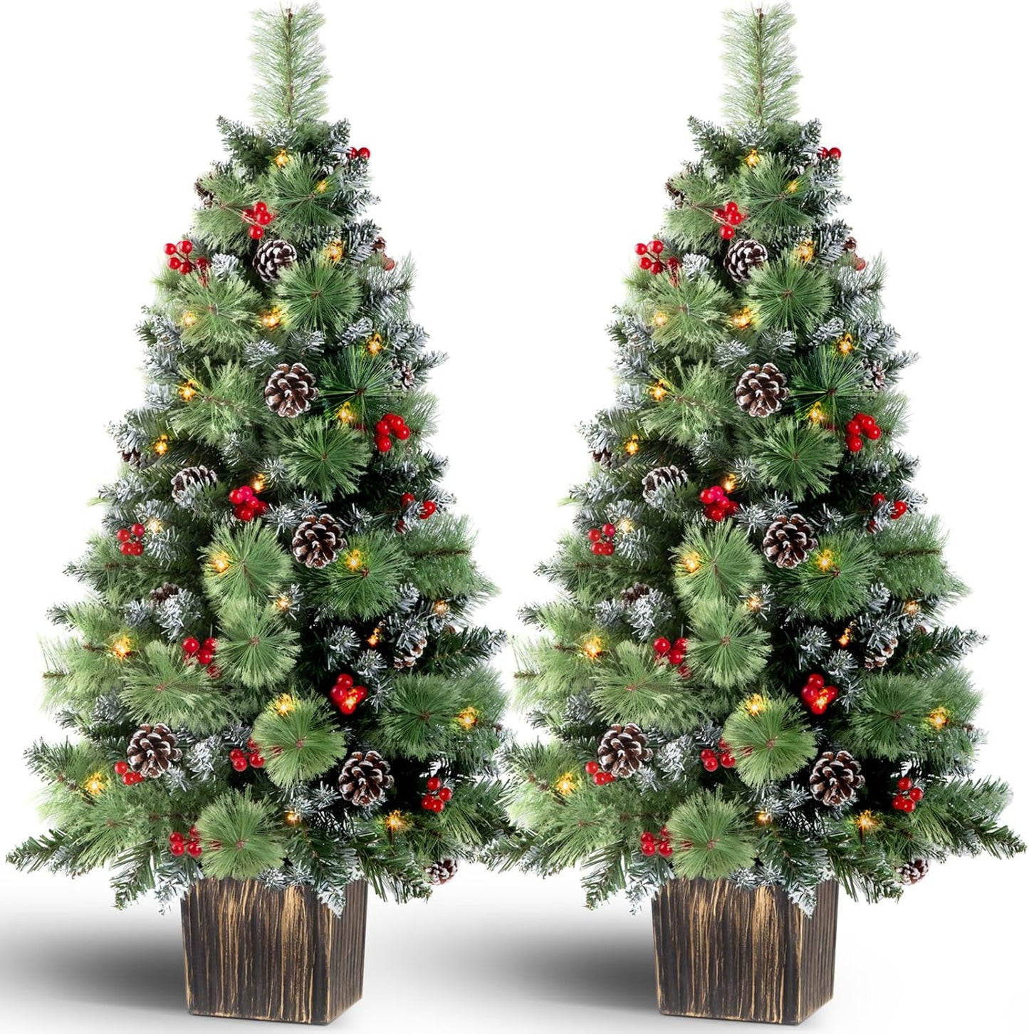 4FT Potted Christmas Tree with 100 Lights for Holiday Cheer
