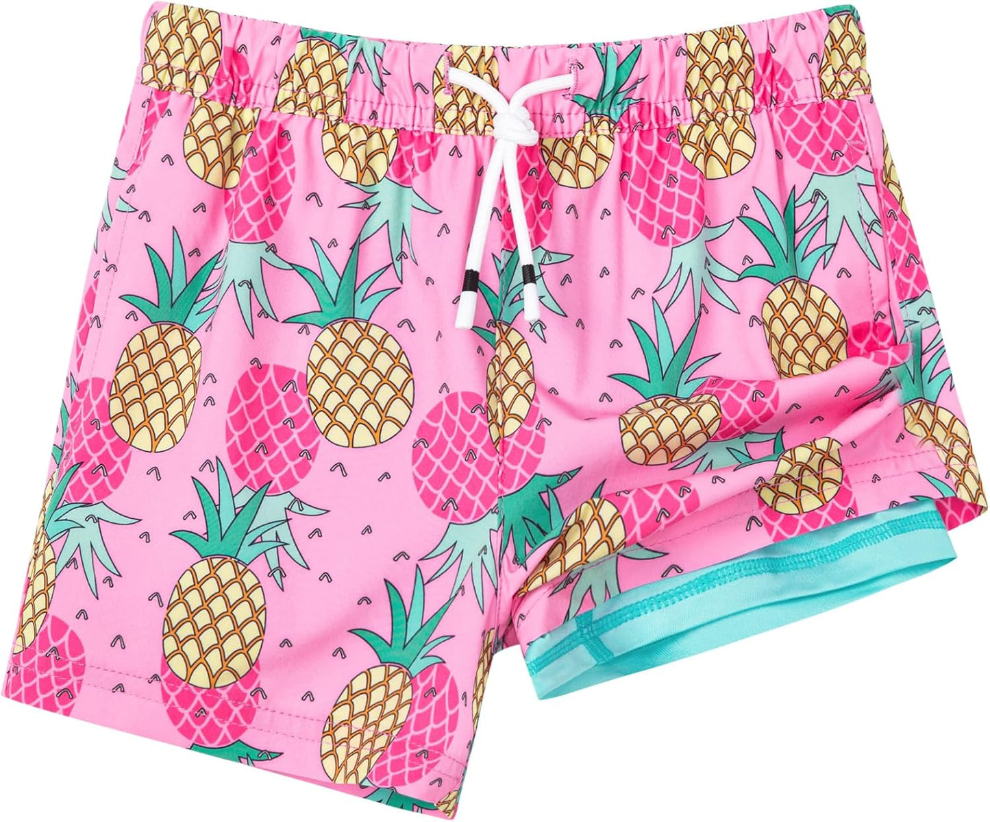 SURF CUZ Boys Swim Trunks with Boxer Brief Liner for Kids