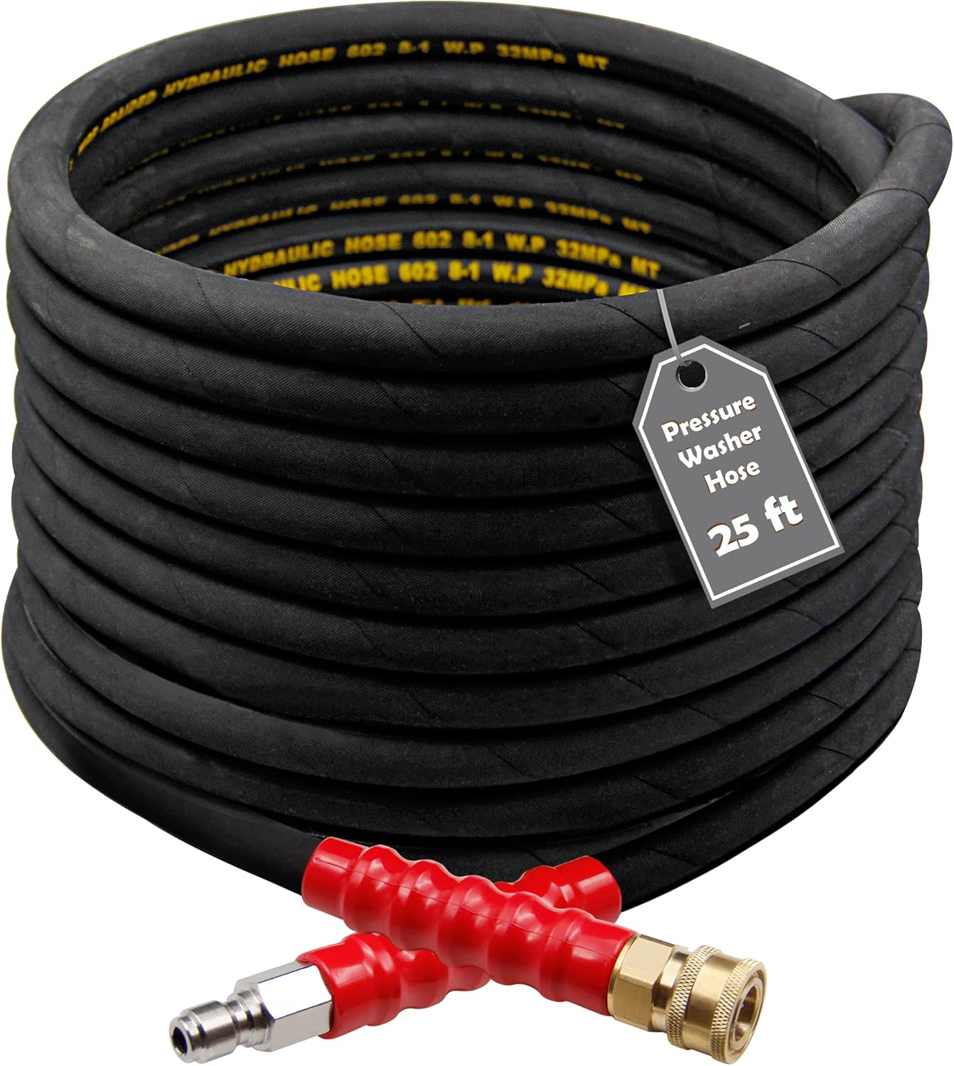 25FT Pressure Washer Hose with 3/8 Inch Quick Connect for Durability