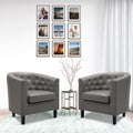 Emma Button Tufted Barrel Accent Chair Set of 2 - Gray Midcentury